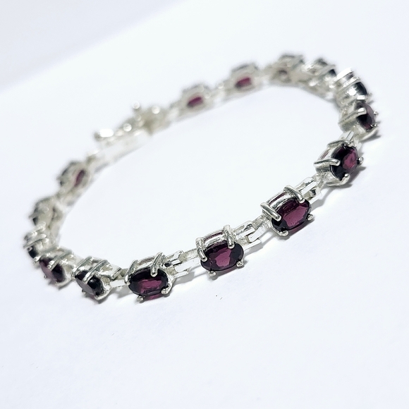 7.50 ct Natural Garnet sterling silver Bracelet - Picture 4 of 13